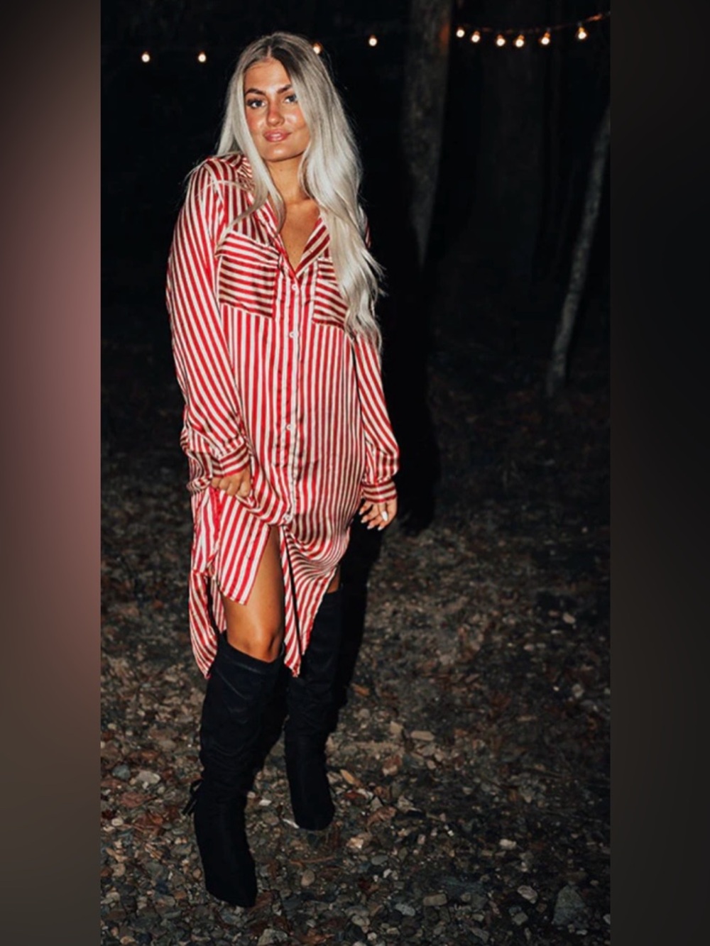 Clean Slate Stripe Midi In Red.